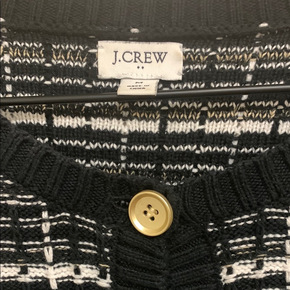 J. Crew Black and White Striped Cardigan